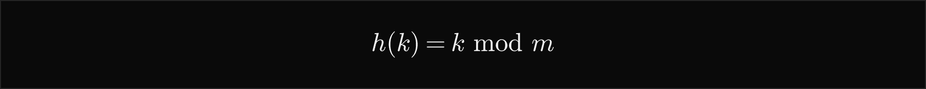 h of k equals k mod m
