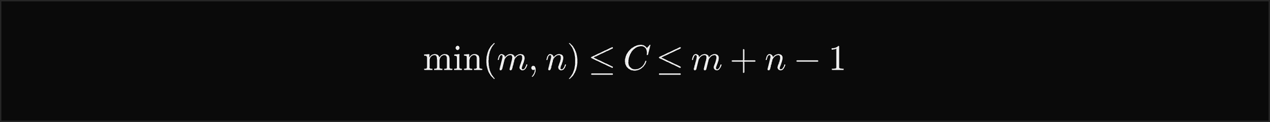 The minimum of m and n is at most C, which is at most m plus n minus 1
