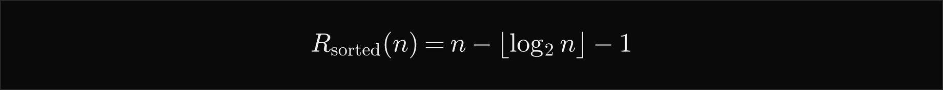 The rotations of n sorted insertions are n minus the floor of log2 n minus 1