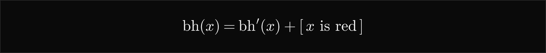 The black height with the nil leaf counted equals the black height counting the node itself plus one when x is red